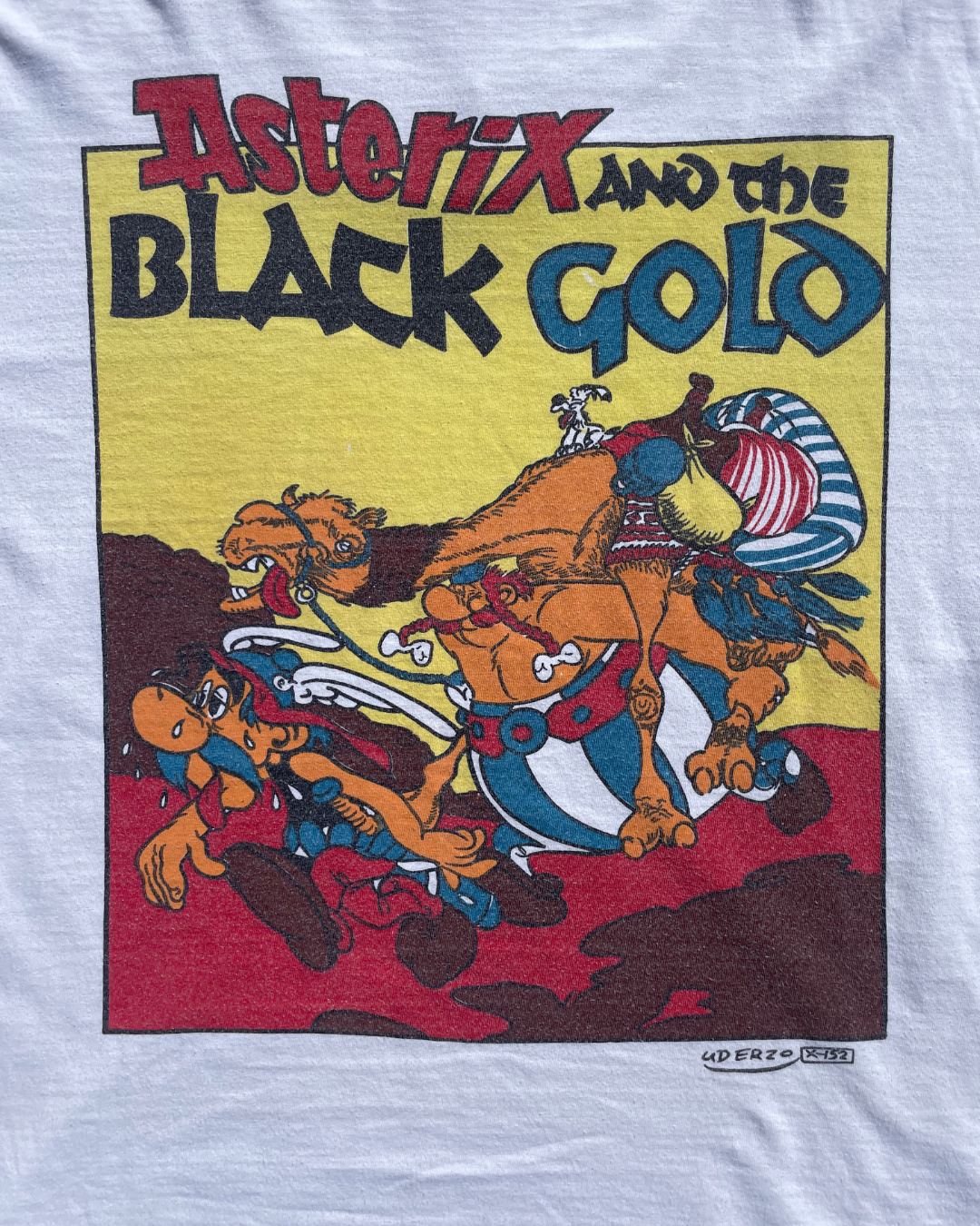 1980s Asterix & Obelix Blach Gold Tee